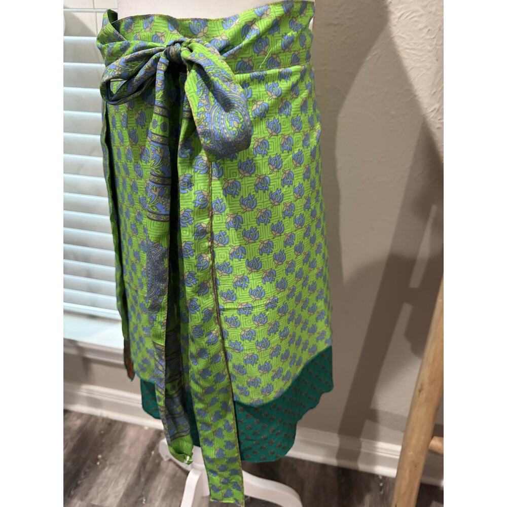 Iris Impression Silk Blend Wrap Tiered Skirt Small Multi Size - Picture 5 of 8